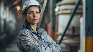 ai generado un hombre, un obrero, un constructor por profesión, en un uniforme y un casco. ai generado foto