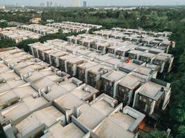 Aerial Perspective Residential Housing Roofs from Above, Roads Connecting Communities photo