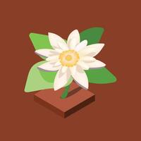 Isometric Flower Illustration with leaf background Vector