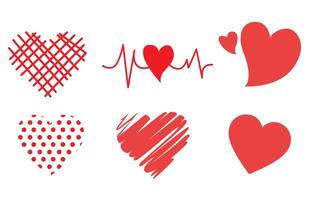 rojo corazones diferente estilo conjunto vector