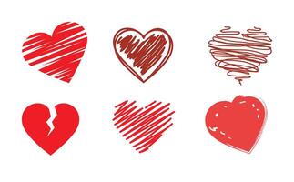 Red Hearts different style Set Vector