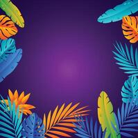 Summer concept design, abstract illustration with jungle leaves, colorful design Background vector