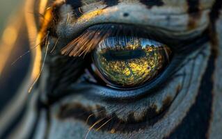 AI generated A Zebra Eye in Extreme Close Up, A Macro Photography Study photo