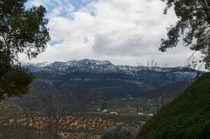 Sierra de Cazorla in province of Jaen, Spain. View of huge mountains with snow on the mountain peak. Landscape. Nature photo