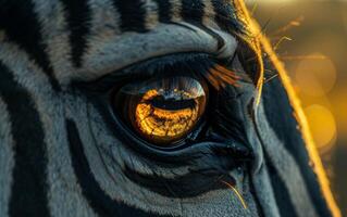 AI generated The Fine Details of a Zebra Eye Through Macro Lens photo