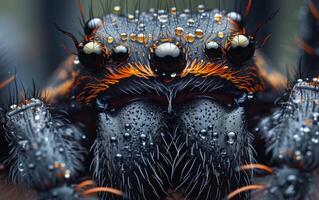 AI generated The Intimate Details of a Spider's Eyes Through Macro Photography photo