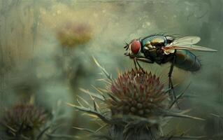 AI generated A Macro Close Up of a Housefly photo