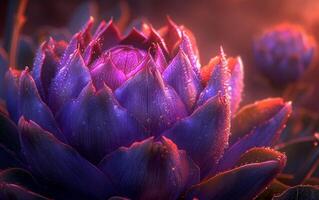 AI generated A Macro Shot of an Artichoke in Full Bloom photo