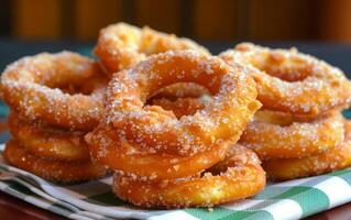 AI generated Fresh Pretzels Lavishly Sprinkled with Almond Crumbles and Sparkling Sugar photo