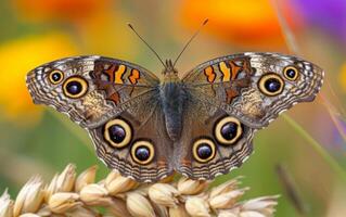 ai generado un engrandecido imagen de un caoba de colores mariposa foto