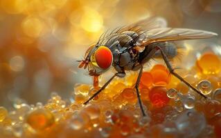 AI generated Fly Encased in Solid Amber photo