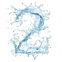 AI generated Blue water splash alphabet isolated on white background. Stylized font, capital number 2. Text made of water splashes, number 2. photo