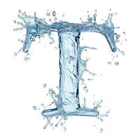 AI generated Splash of water takes the shape of the letter T, representing the concept of Fluid Typography. photo