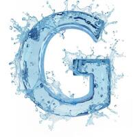 AI generated Letter G. Water splashes alphabet isolated on a white background. photo