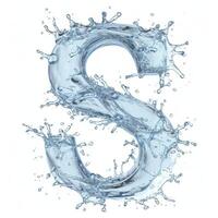 AI generated Splash of water takes the shape of the letter S, representing the concept of Fluid Typography. photo