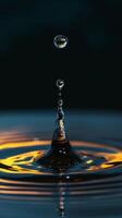 AI generated Water drop on dark background. photo