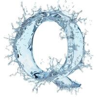 AI generated Splash of water takes the shape of the letter Q, representing the concept of Fluid Typography. photo