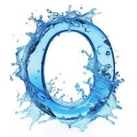 AI generated Letter O. Water splashes alphabet isolated on a white background. photo