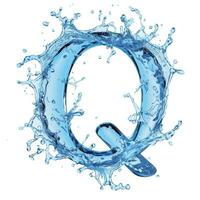 AI generated Letter Q. Water splashes alphabet isolated on a white background. S photo
