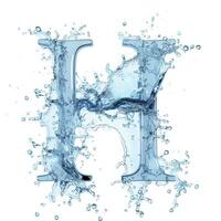 AI generated Splash of water takes the shape of the letter H, representing the concept of Fluid Typography. photo