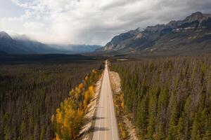 Aerial view of Trans-Canada Highway near Banff. photo