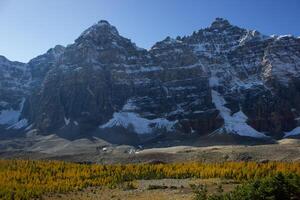 Valley of the Ten Peaks in autumn. photo
