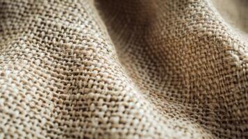 AI generated Highly detailed texture of burlap. Sackcloth background. Close-up of a textured, woven fabric, highlighting the intricate details and patterns. photo