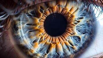 AI generated Human eye close-up, pupil and iris. AI Generated photo