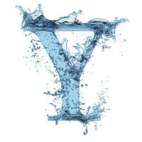AI generated Letter Y. Water splashes alphabet isolated on a white background. photo