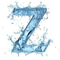 AI generated Splash of water takes the shape of the letter Z, representing the concept of Fluid Typography. photo