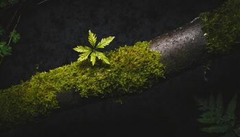 AI generated background of moss in the forest Generated Image photo