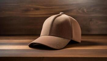 AI generated brown baseball cap Generated Image photo