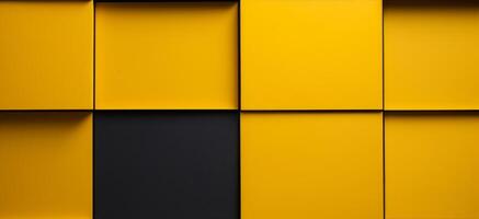 ai generado brillante amarillo y negro 3d representación de resumen geométrico formas antecedentes modelo foto