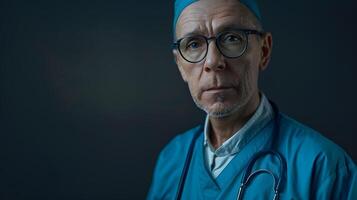 ai generado retrato de un masculino médico trabajador con un estetoscopio. ai generado foto