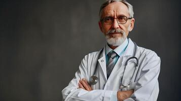 ai generado retrato de un masculino médico trabajador con un estetoscopio. ai generado foto