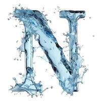 ai generado chapoteo de agua toma el forma de el letra norte, representando el concepto de fluido tipografía. foto