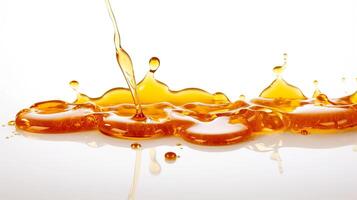 AI generated Spilled honey on a white background. Amber splash of liquid on a white background. photo