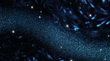 AI generated Black and blue shiny glamour glitter background. This image is perfect for a festive background or holiday card. photo
