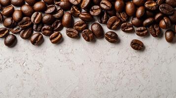 AI generated Pile of Freshly Roasted Dark Coffee Beans on a Clean White Surface photo