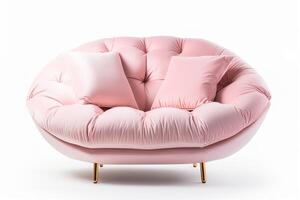 AI generated Light pink leather couch isolated on white background photo
