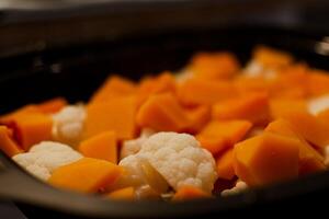 Steamed vegetables, retains vitamins and nutrients and vegetables remain soft and crunchy photo