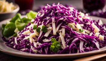 AI generated Cole Slaw Salad of red cabbage photo