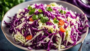 AI generated Cole Slaw Salad of red cabbage photo