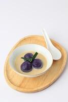 Purple Sweet Potato Dessert Balls or Kolak Candil Ubi Ungu photo