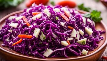 AI generated Cole Slaw Salad of red cabbage photo