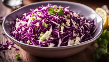 AI generated Cole Slaw Salad of red cabbage photo