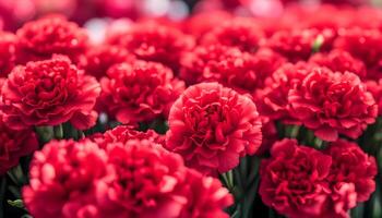 AI generated Red carnation flowers at the farmers' market photo