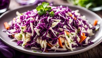 AI generated Cole Slaw Salad of red cabbage photo