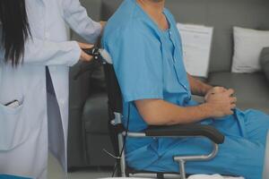 Female doctors who treat patients make an appointment to listen to the results after a physical examination and explain medical information and diagnose the disease. Medical concepts and good healt. photo