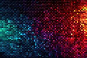 AI Generated Pixelated digital noise, with random specks of multi-colored pixels against a dark background photo